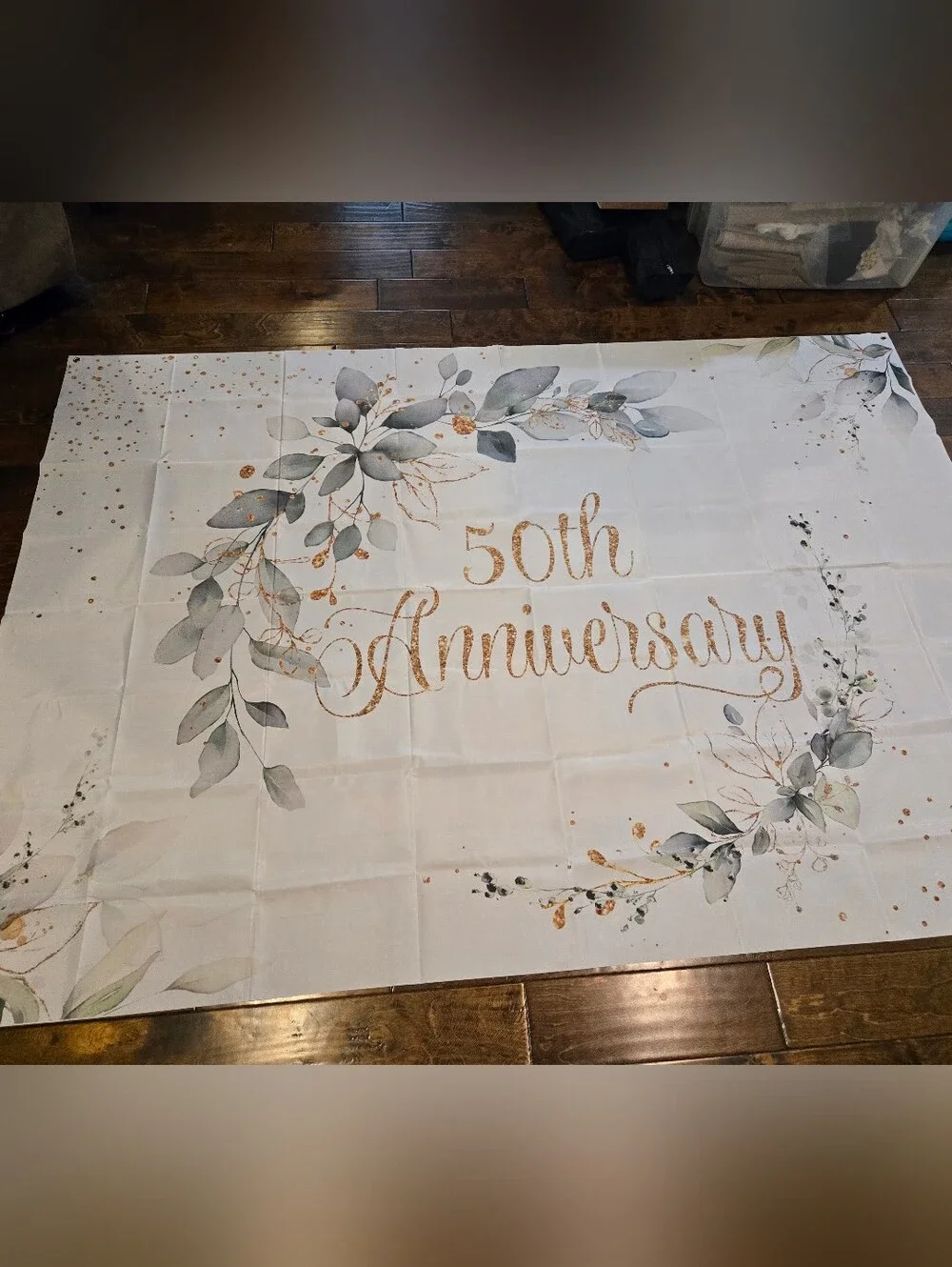 50th Anniversary Banner 7x5 Ft Green And Gold